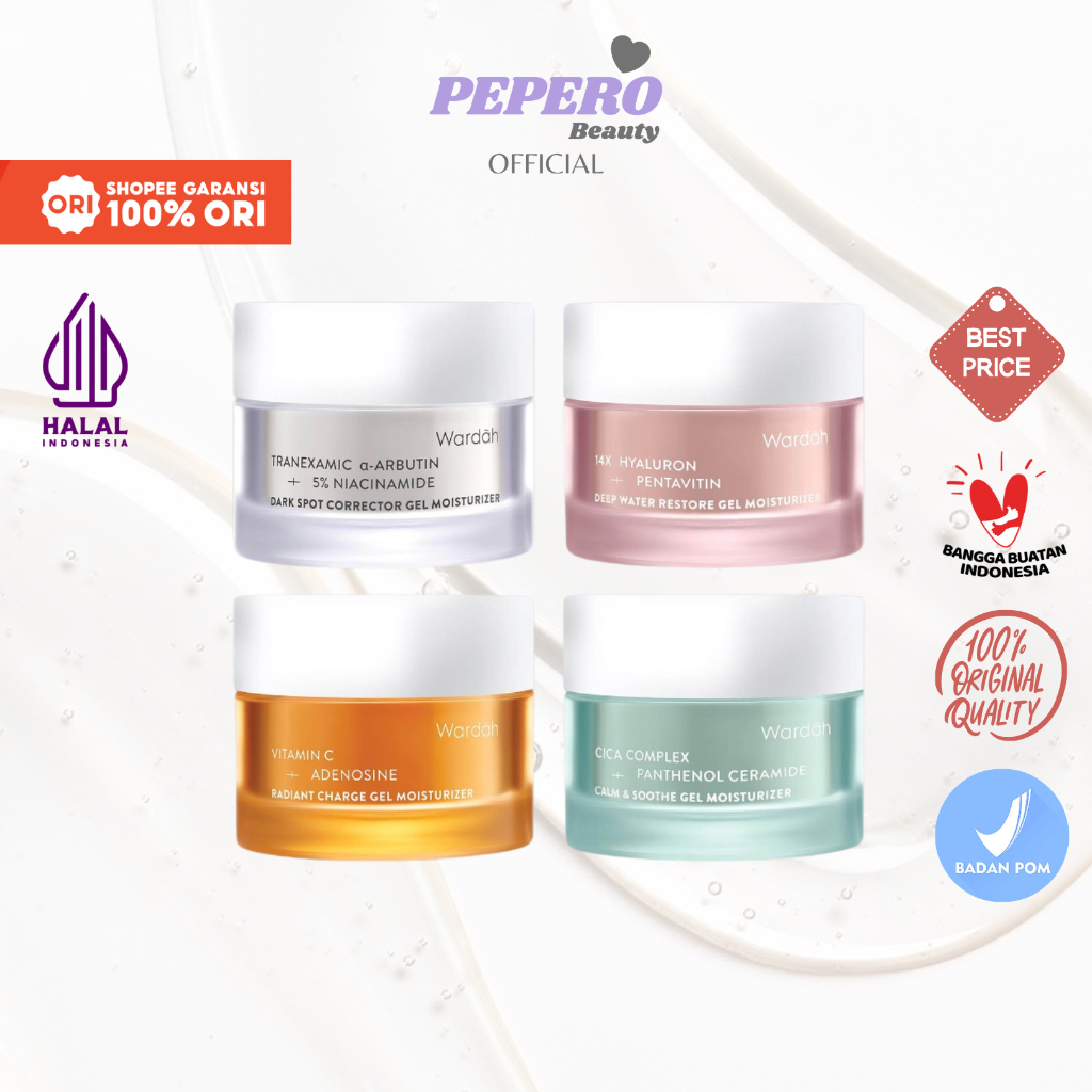 WARDAH Gel Moisturizer - Pelembab Wajah | Cica Complex | Vitamin C | Tranexamic Arbutin | 14X Hyalur