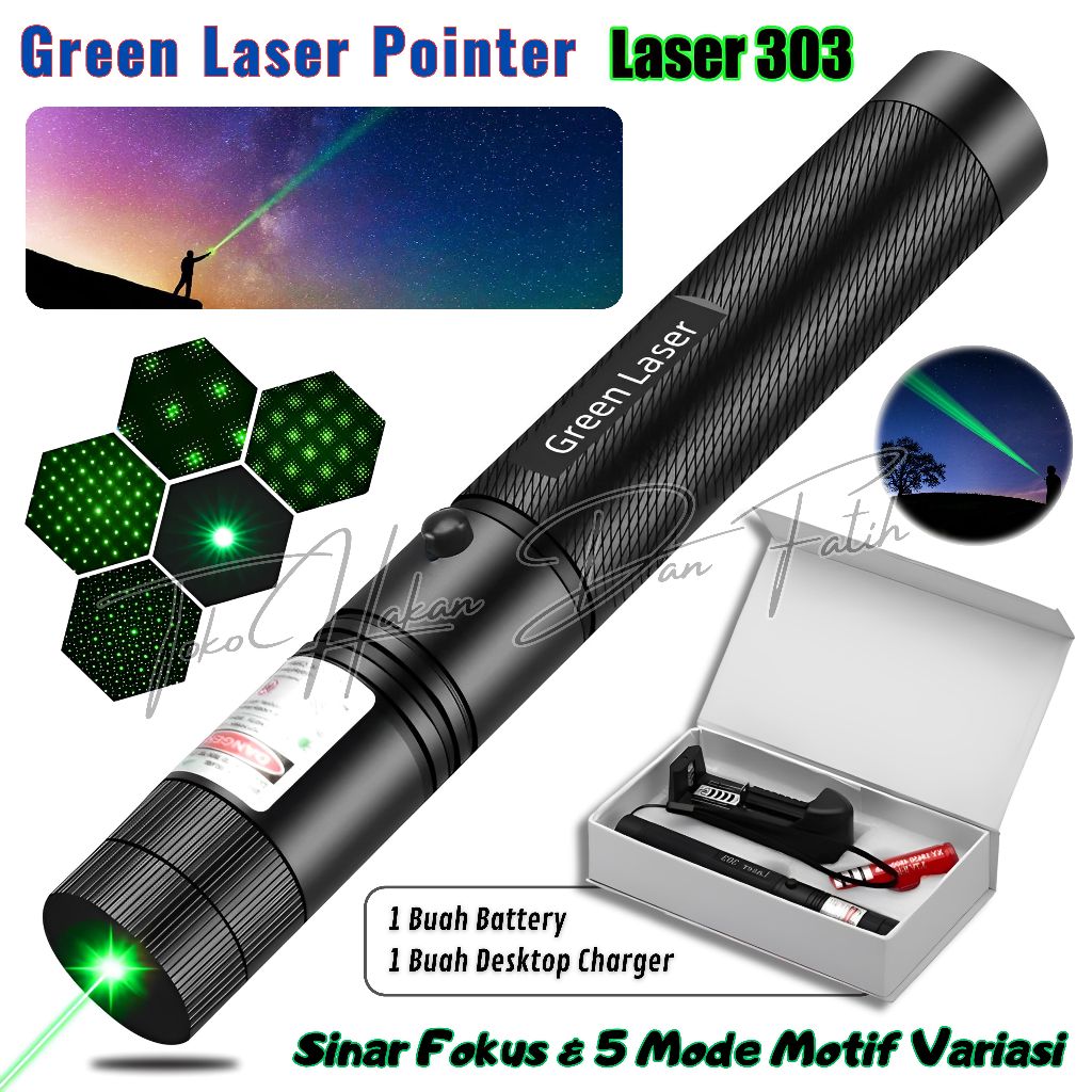Laser Leser Hijau Green Laser Pointer Jarak Jauh 303 Baterai Charge Original Green Laser Pointer 303