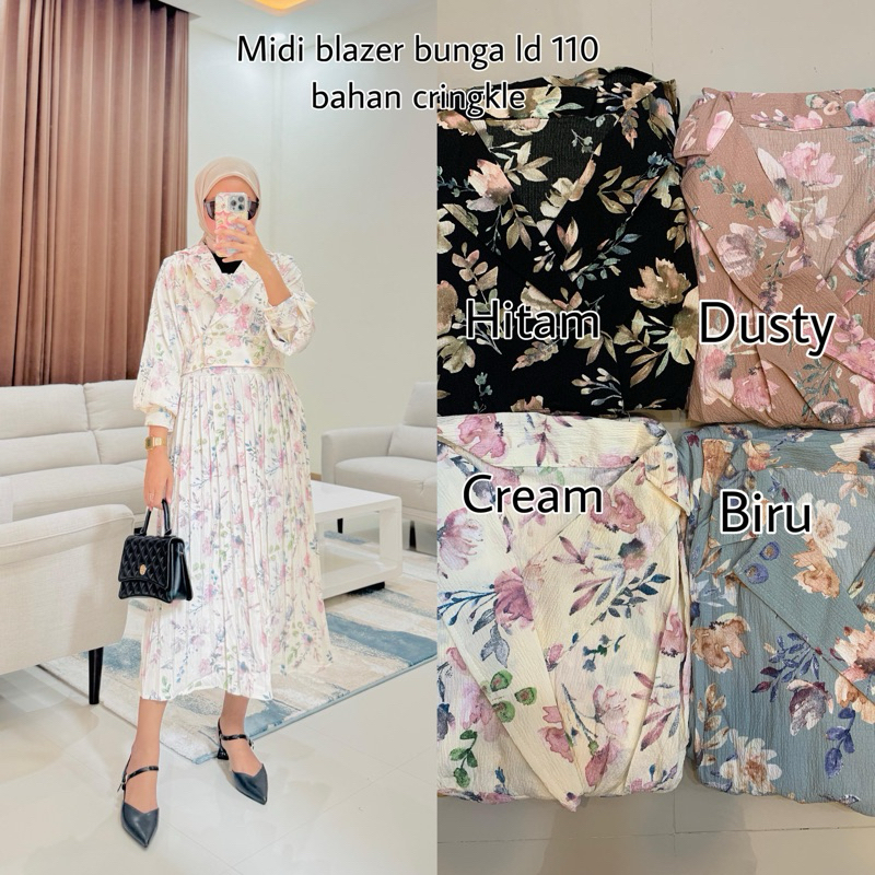 Midi blazer bunga/ dress bunga blazer