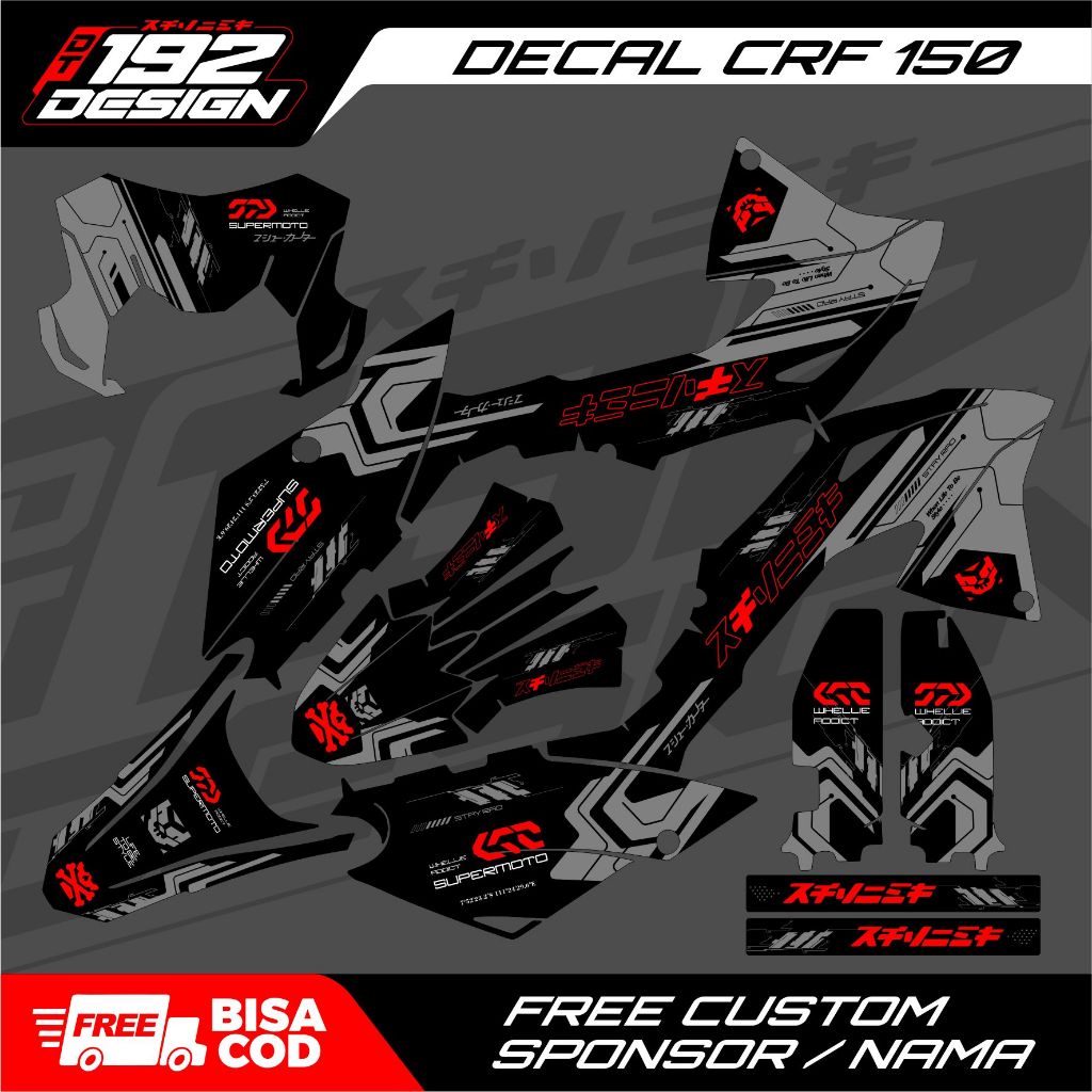 Decal Klx BF Hitam Full Body Superglossy Bebas Custom Striping Decal Kawasaki Dtracker Klx Bf Superm