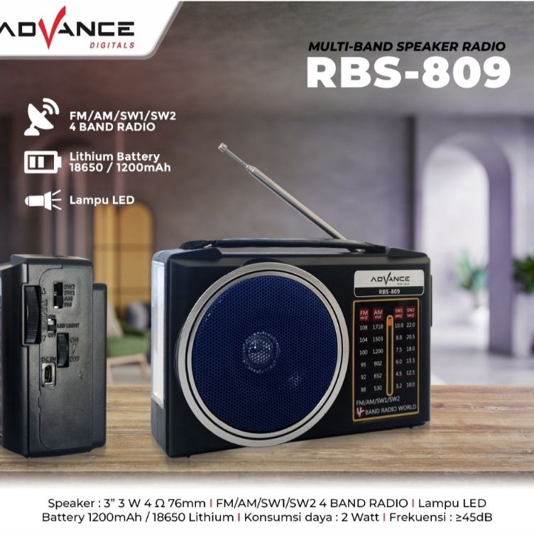 RADIO JADUL  SENTER ADVANCE RBS89 FM  AM  SW1  SW2 4 BAND RADIO  Speaker USB flash Memory