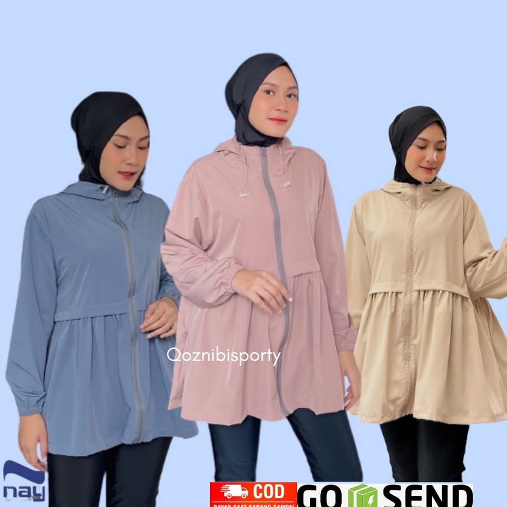 Sangat Nyaman Jacket Jaket Parasut wanita Sport Olahraga Jogging Lari Waterproof Cewek Wanita Muslim