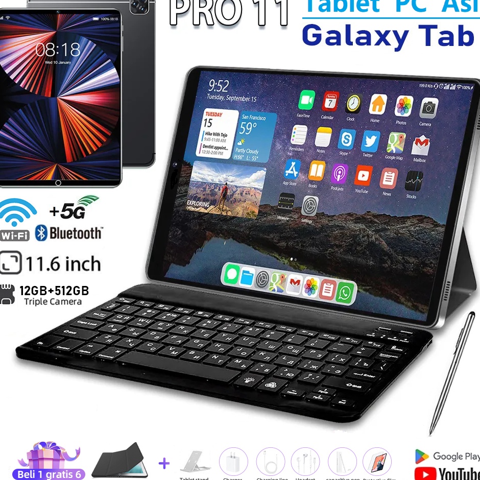 Harga Miring 224 New Bisa COD Tablet PC Baru Pro11 Galaxy Tab Tablet Android 12GB512GB 116inch Layar