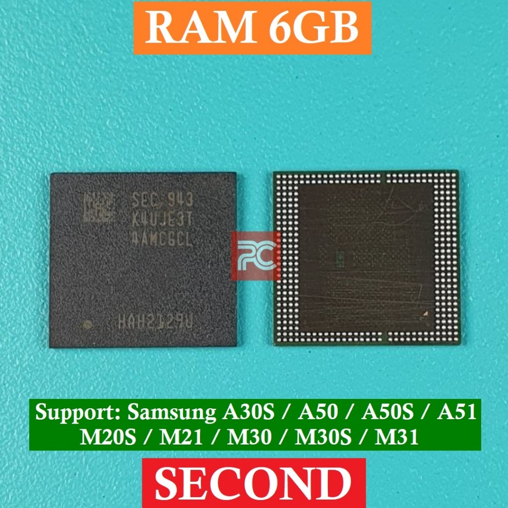 IC RAM SAMSUNG A50 / A50S / A51 / M30 / M30S / M31 / K4UBE3D RAM 6GB / K4UJE3T RAM 6GB ORIGINAL CABU