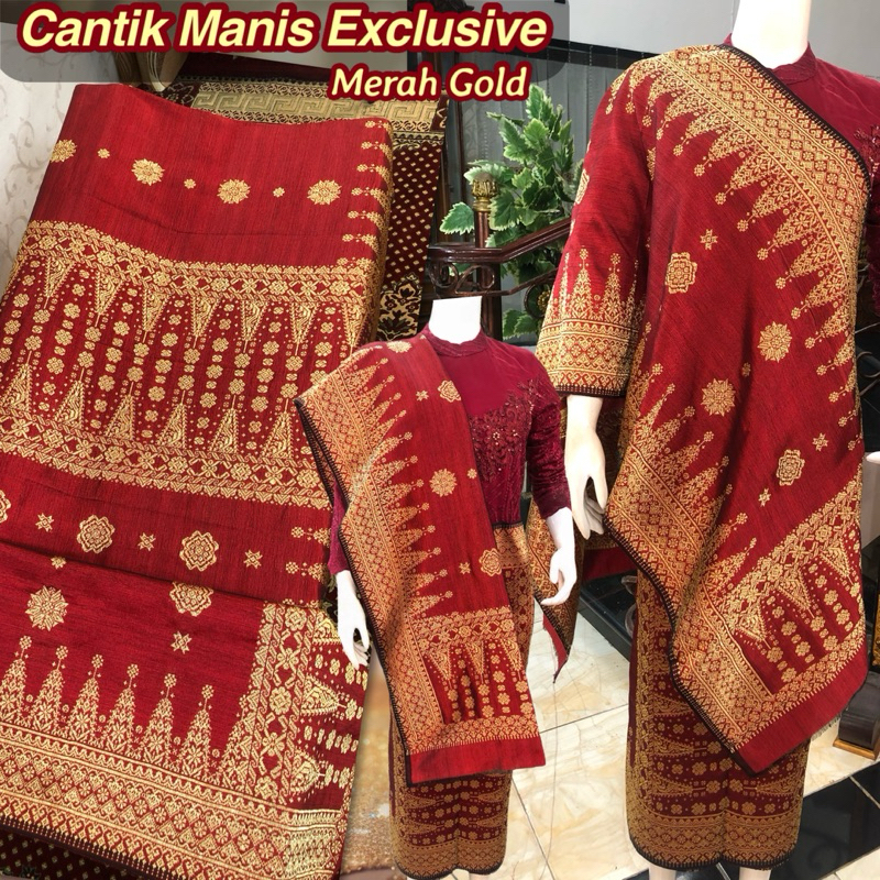 Songket Cantik Manis Exclusive Merah Gold /songket tenun asli palembang /ilham songket palembang /so