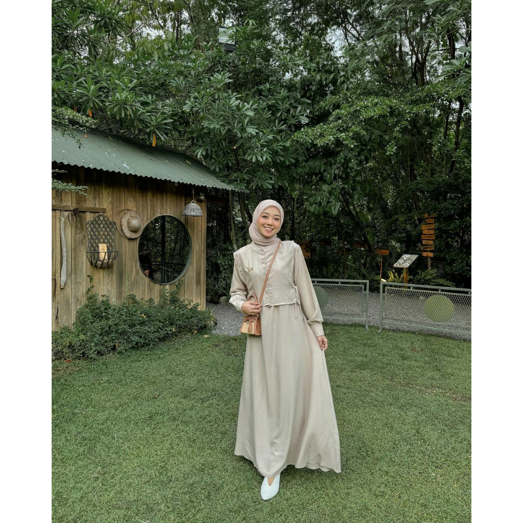 Sabrina Dress by Erdua I Gamis Polos Vest Rompi Bahan Toyobo