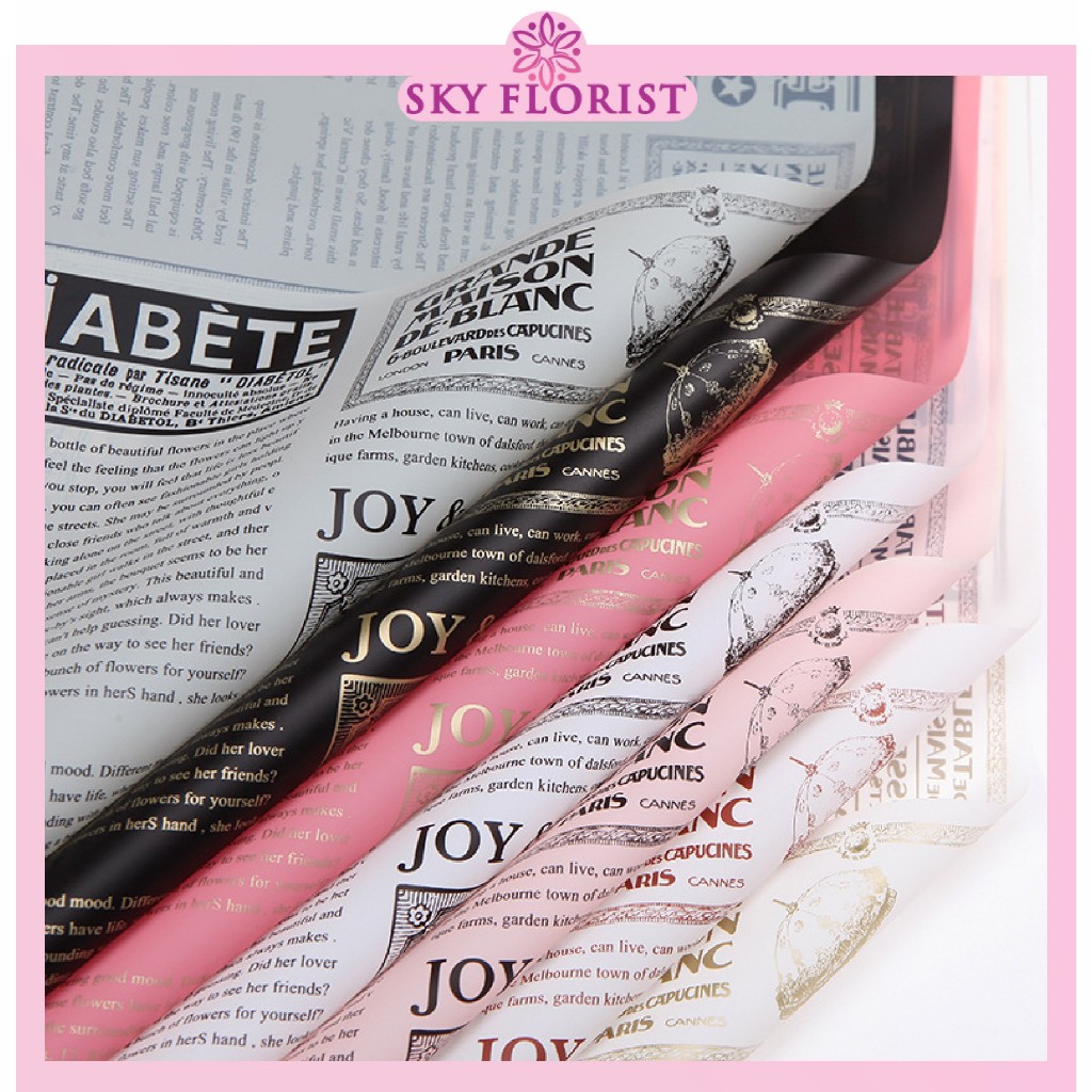 

Kertas Buket Bunga Cellophane Flower Wrapping Paper Waterproof Motif Koran Newspaper KB6041
