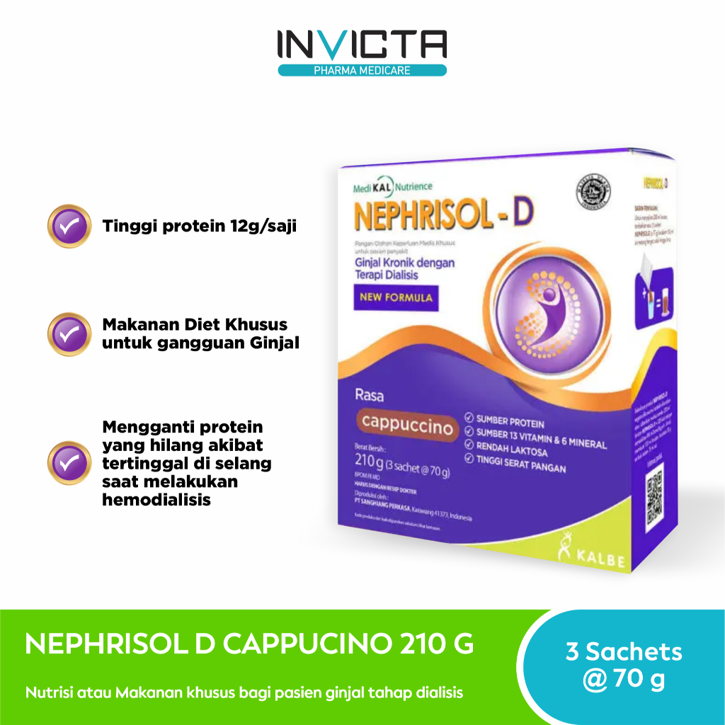 

Nephrisol-D Cappuccino (Nutrisi Khusus Pasien Ginjal Kronik HD/CAPD) - 210 gr