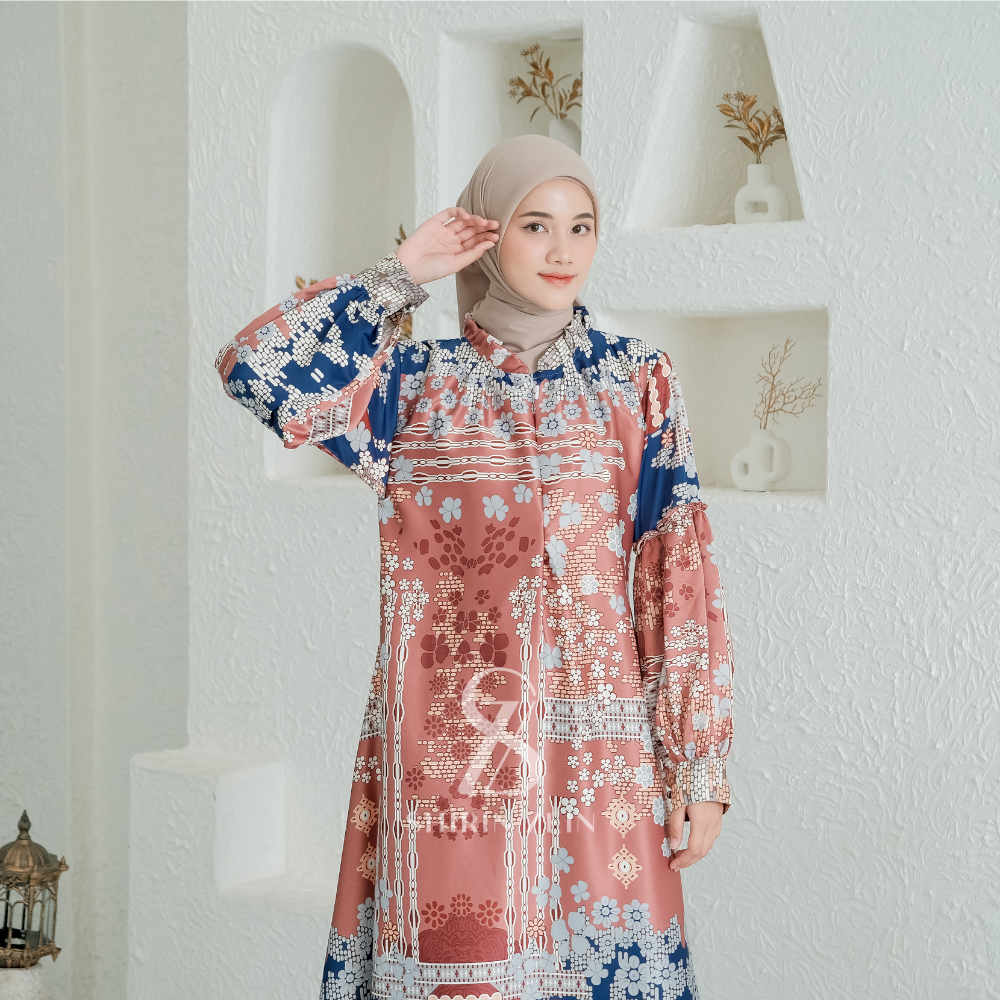 ShirinZein - Gamis Khansa Bahan Sliky Size S - 3XL Kondangan Pesta Simple Mewah Elegan Terbaru 2024-Teracota