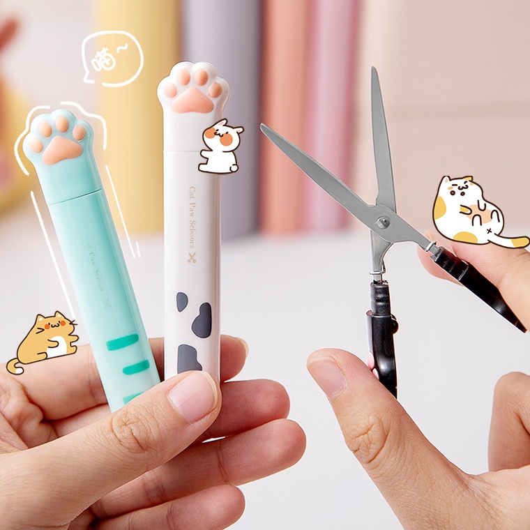 

KODE V49I Gunting Bentuk Cakar Kucing Siswa Gunting Tangan Multifungsi Dengan Tutup Pelindung Portabel