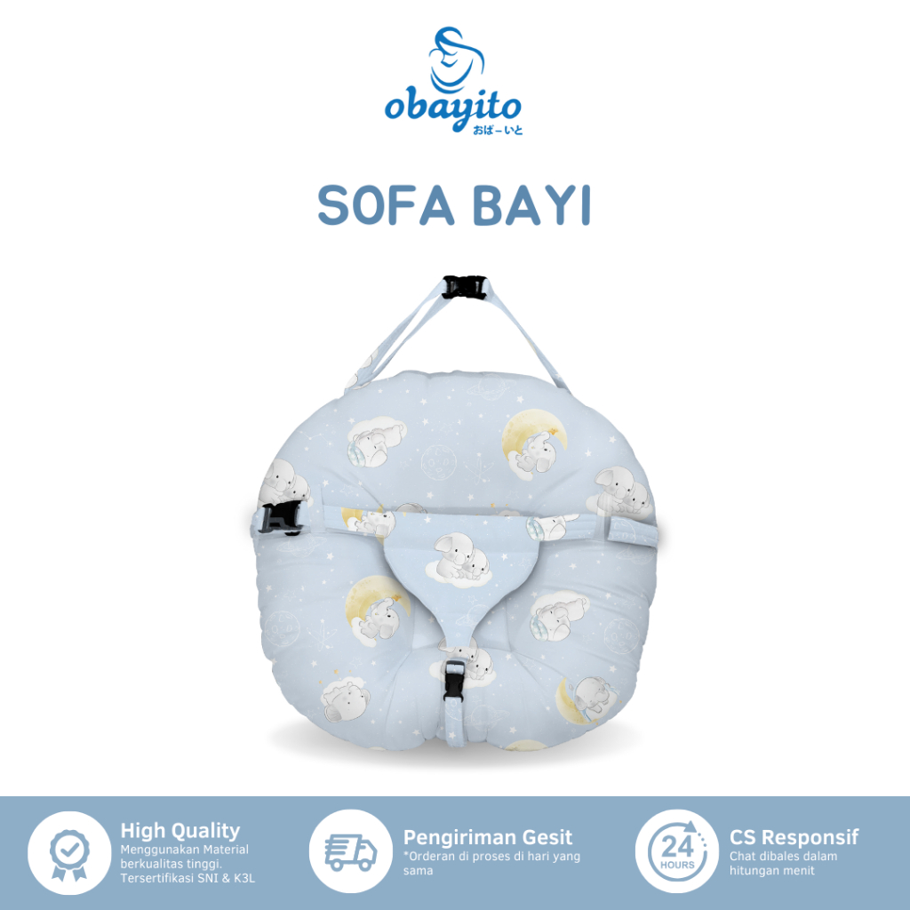 Obayito Sofa Bayi Multifungsi Bahan Katun Satin Jepang / Double Layer Terbaik