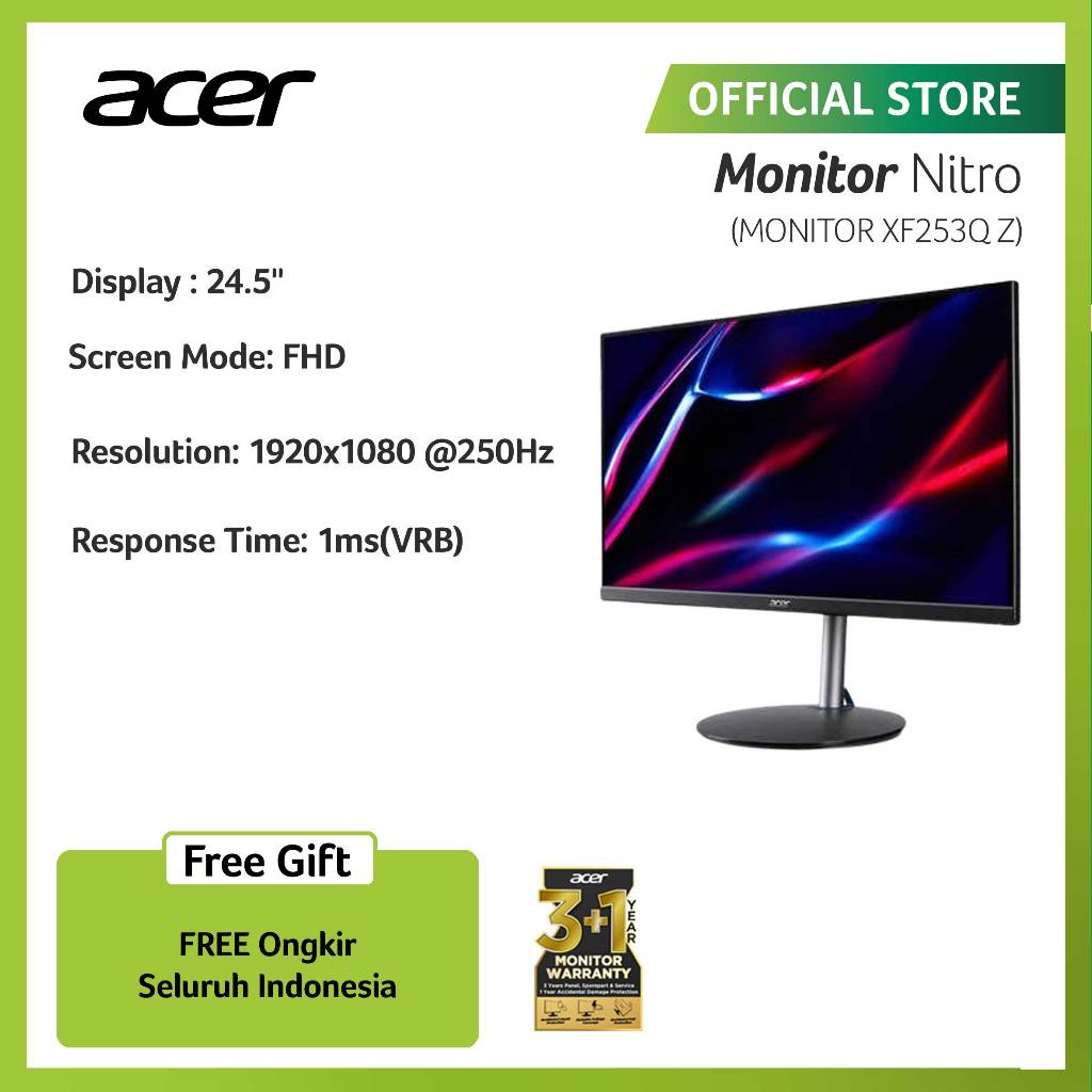 Acer Nitro XF253Q Z Monitor Gaming 24.5" FHD 250Hz VA Panel