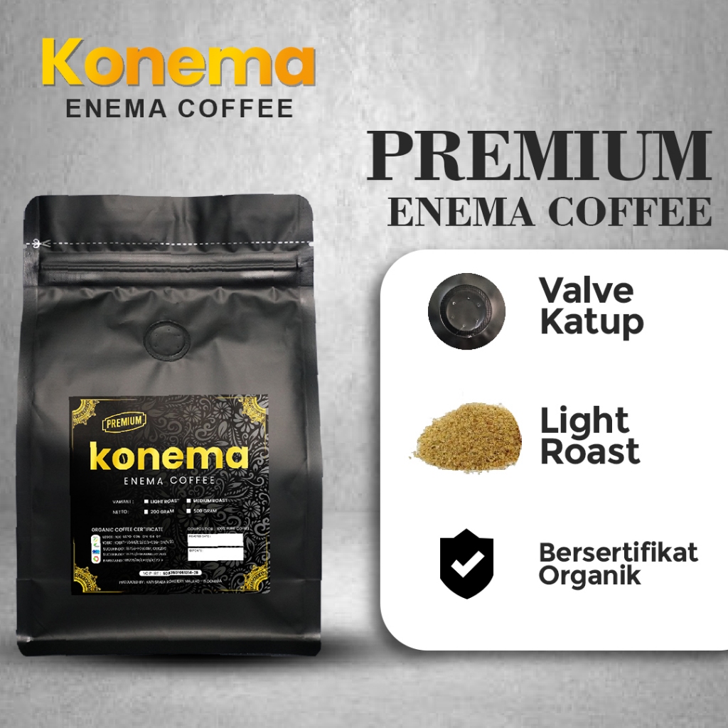 

Kopi Enema LR Premium 500 gram Bersertifikat Konema Light Roast