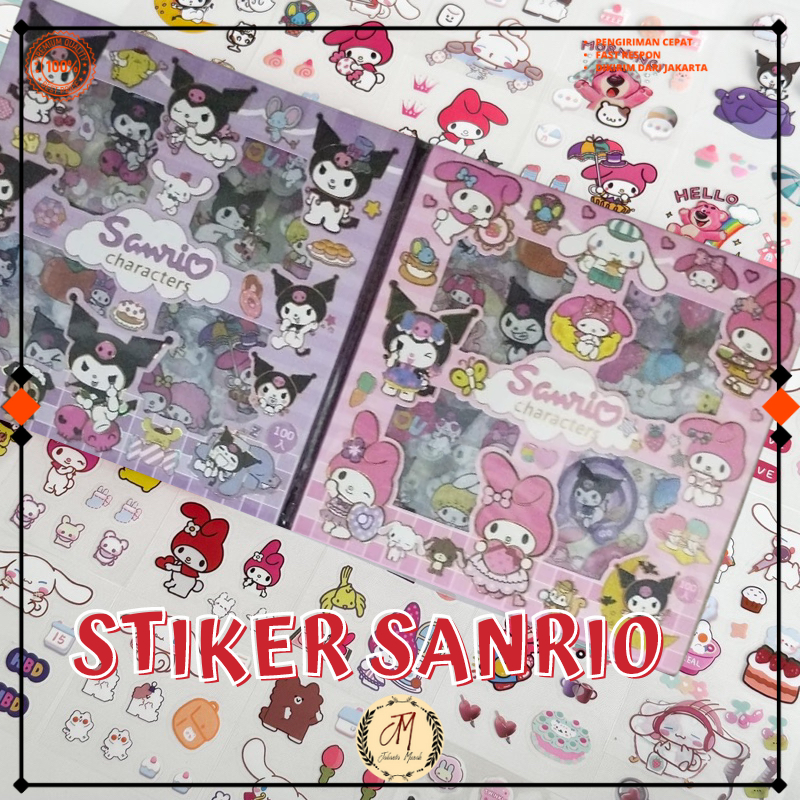 

JAKMUR Sticker 200 Lembar SANRIO LOTSO / CINNAMOROLL / KUROMI / MY MELODY 2D Dekorasi Karakter Anime Anak