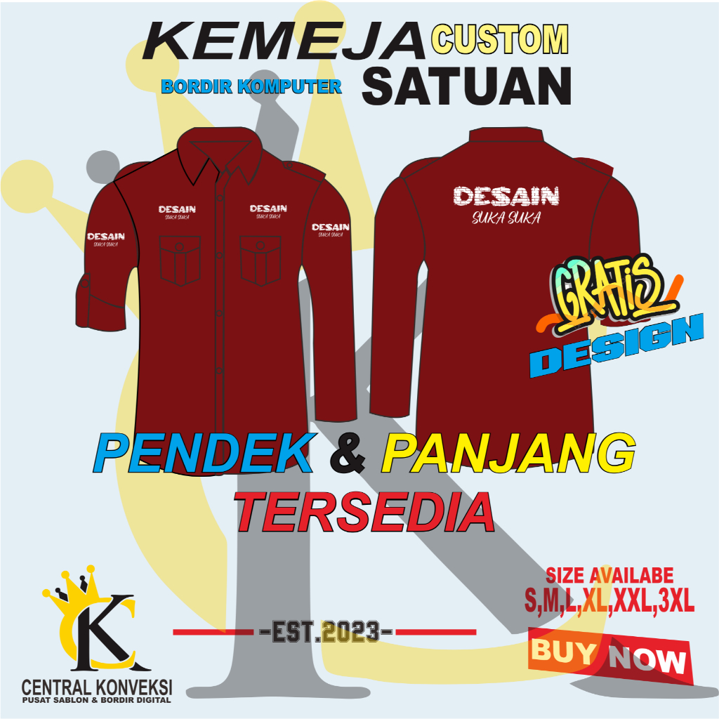 KEMEJA BORDIR KOMPUTER // SERAGAM PANITIA // COSTUM KEMEJA BORDIR // Kemeja PDH / PDL Custom Bordir 