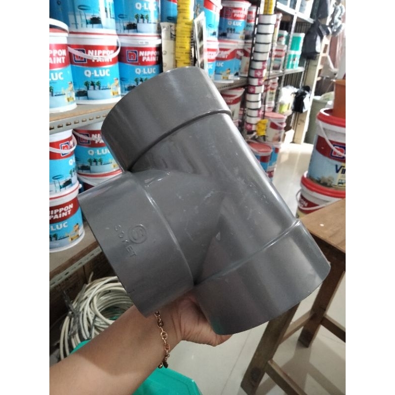 SAMBUNGAN FITTING T PIPA PVC 4 INCH