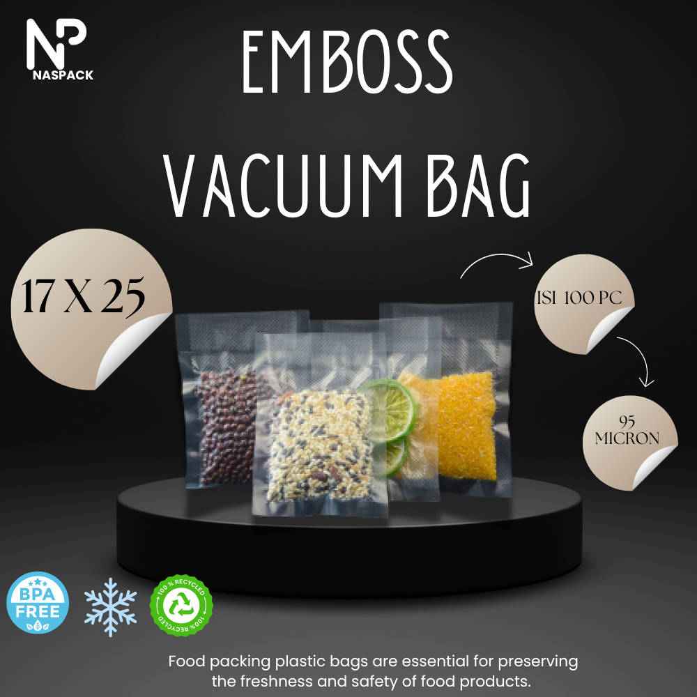 Plastik Vacuum Emboss 17x25 | Plastik Vakum Emboss 17 x 25 isi 100 pcs | 95 Micron