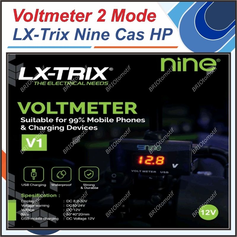 VOLTMETER CAS HP 2 MODE NINE LUXIMOS WATERPROOF ALAT TEST AKI LUMINOS MOBIL MOTOR