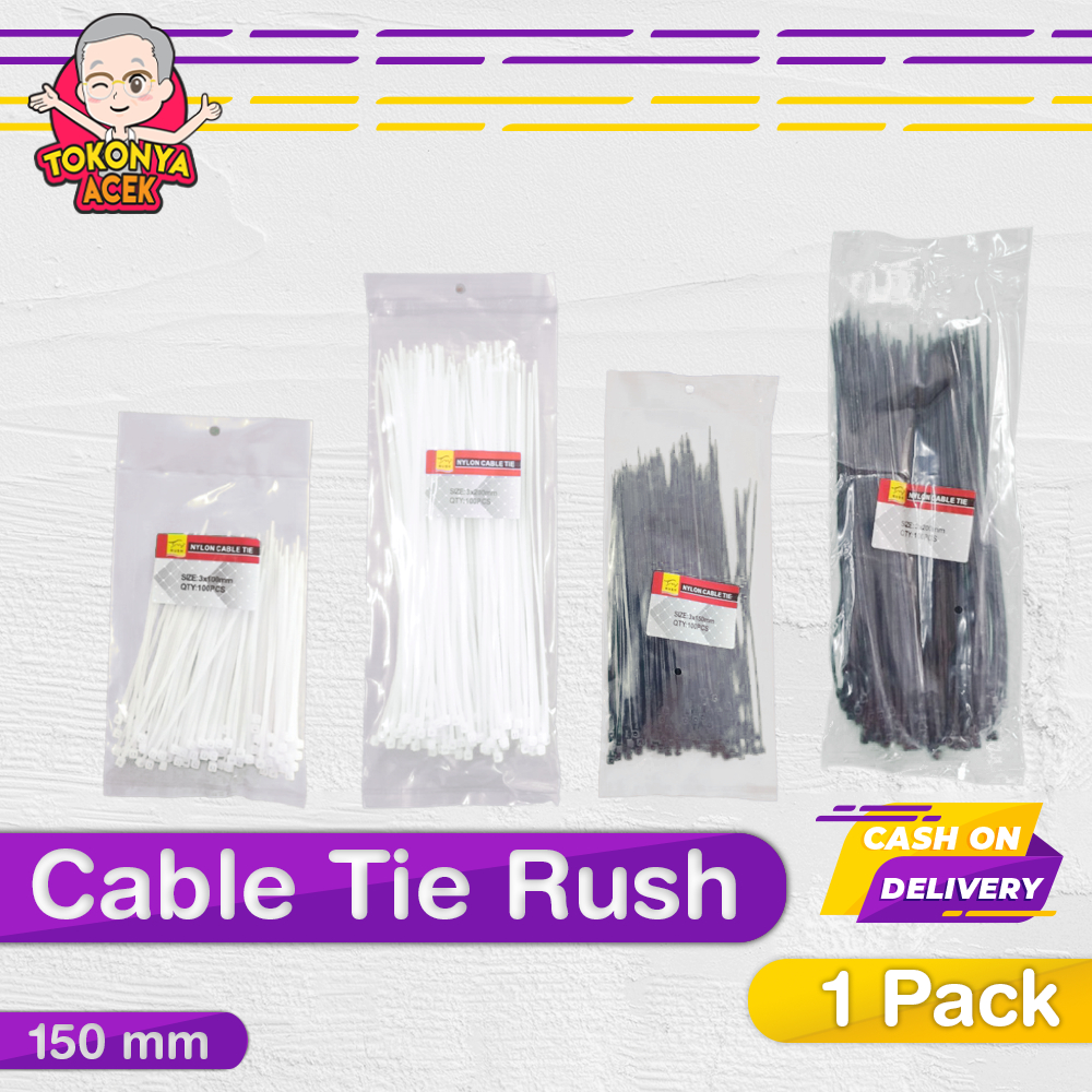 

Kabel Ties Putih - Cable Tie Hitam 150 mm 100 pcs / Cable Tie / Kabel Tie