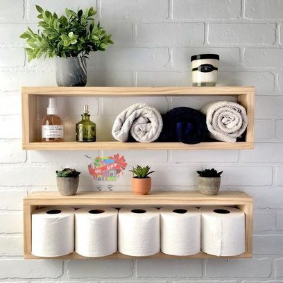 Rak Dinding Persegi Panjang Kotak Hiasan Dinding Kayu | Hiasan Kamar Ruang Tamu Minimalis | AIO