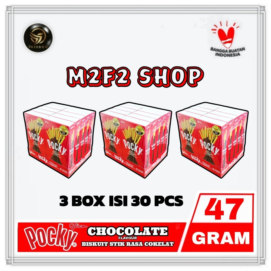 

Glico Pocky Biskuit Cokelat Original Stik | Chocolate Flavour - 47 gr (Kemasan 3 Box)