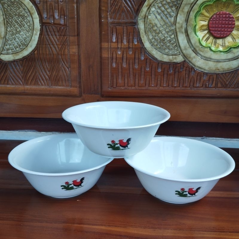 mangkok ayam jago putih / mangkuk plastik / piring plastik / mangkok bakso
