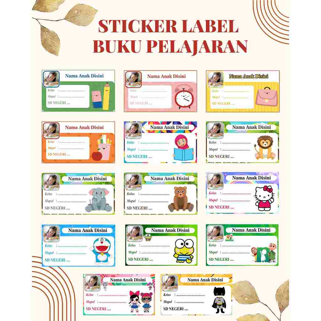 

(Isi 40 pcs) Sticker Buku Pelajaran Anak/Stiker Mapel Sekolah