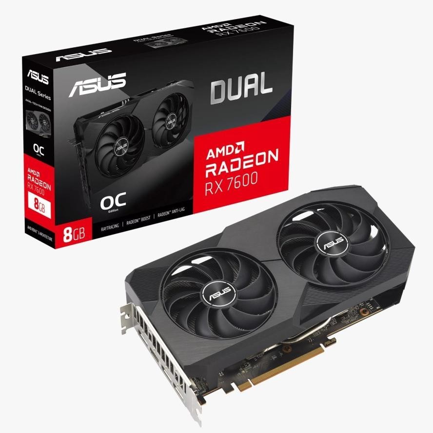 VGA ASUS RX 7600 8GB DDR6 DUAL OC V2 | RX7600 8G GDDR6