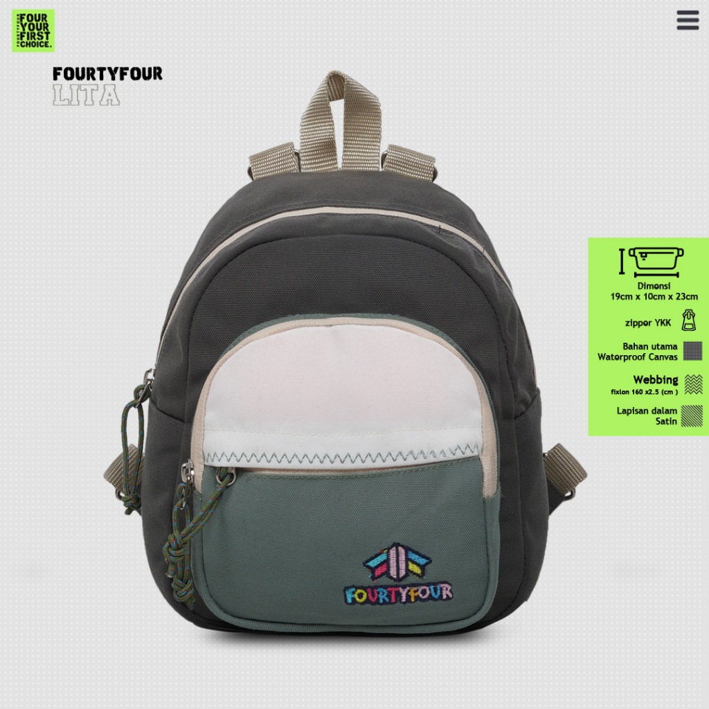 FOURTYFOUR LITA - Tas Ransel Mini Kanvas Wanita - Ransel Anti Air