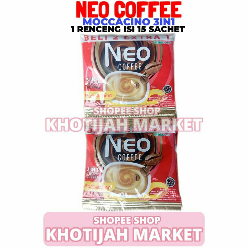 

Neo Coffee Moccachino 1 Renceng Isi 15 Sachet 20 Gram