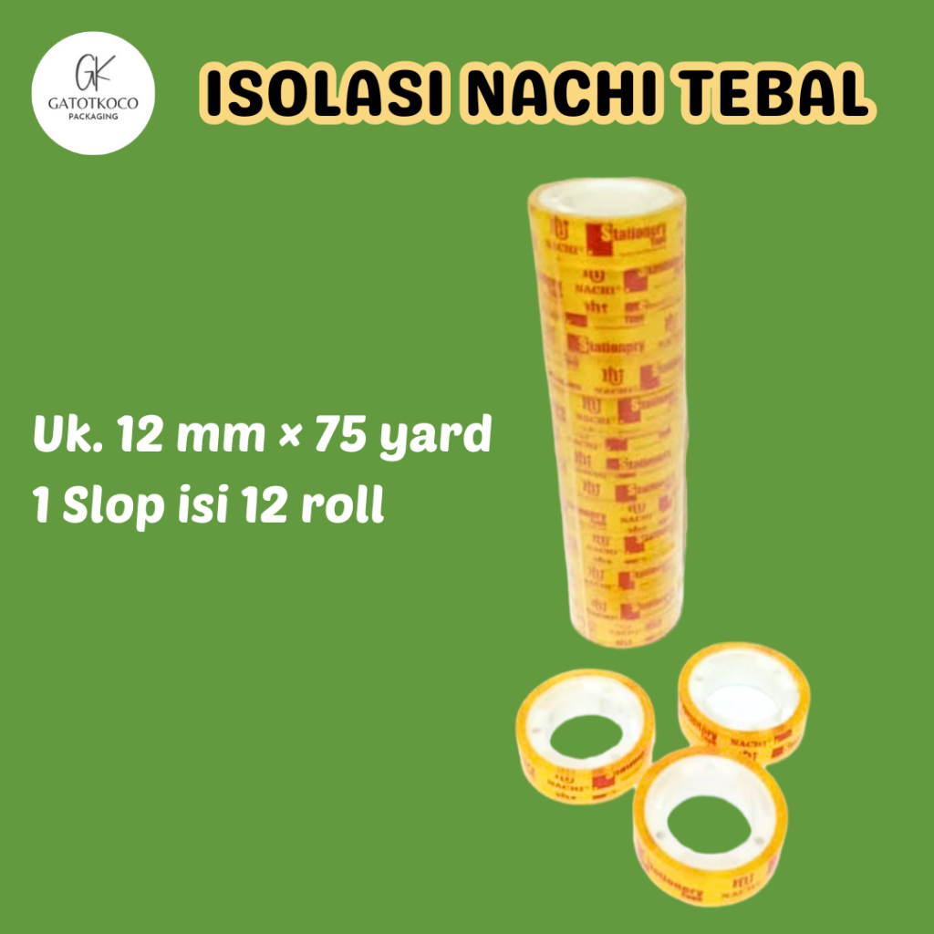 

(1 slop) Isolasi Nachi Tebal Bening 12mm/isolasi kecil/stationary/lakban kecil/solatip/tape