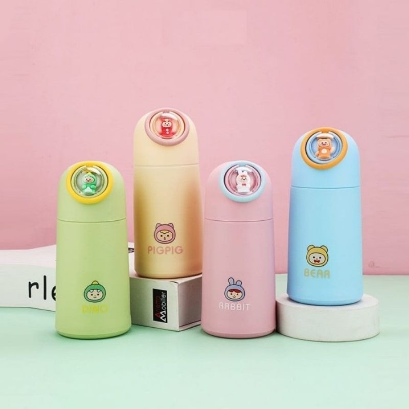 (Kaca-Animal) Botol Minum Tumbler Tumblr Anak Thermos Kaca 350ml Lucu Karakter Hewan Murah Meriah co