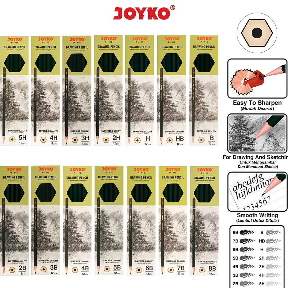 

KODE A85Q Drawing Pencil Pensil Menggambar Joyko P118 1 Box 12 Pcs