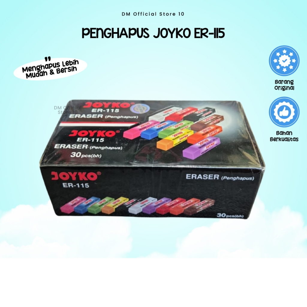 

Penghapus Joyko ER-115 Warna Warni Rainbow Rubber Eraser 6 x 1.3 x 1.3 cm (1 Pack isi 30 pcs) Original