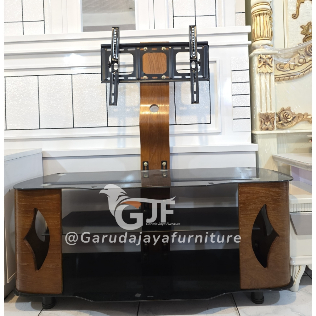 RAK TV BRACKET IMPORT/RAKTV GANTUNG / MEJA TV DENGAN GANTUNGAN BRACKET WARNA HITAM COKELAT MODEL IMP