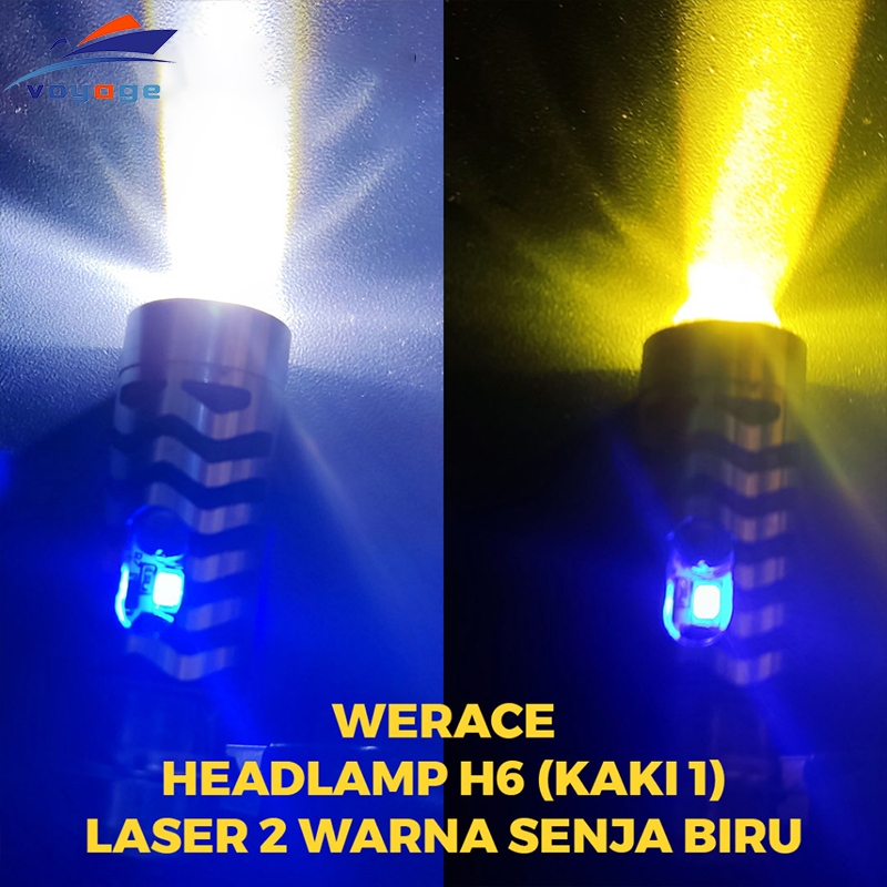 Lampu Depan LED H6 D2 Laser Lampu Depan Sepeda Motor Universal Super Terang 2 Warna Biru Senja Warna