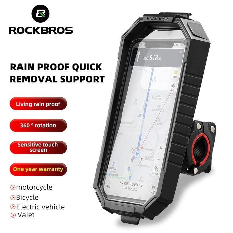 Rockbros Phone Holder Motor Sepeda Waterproof Touchscreen Bag 22001