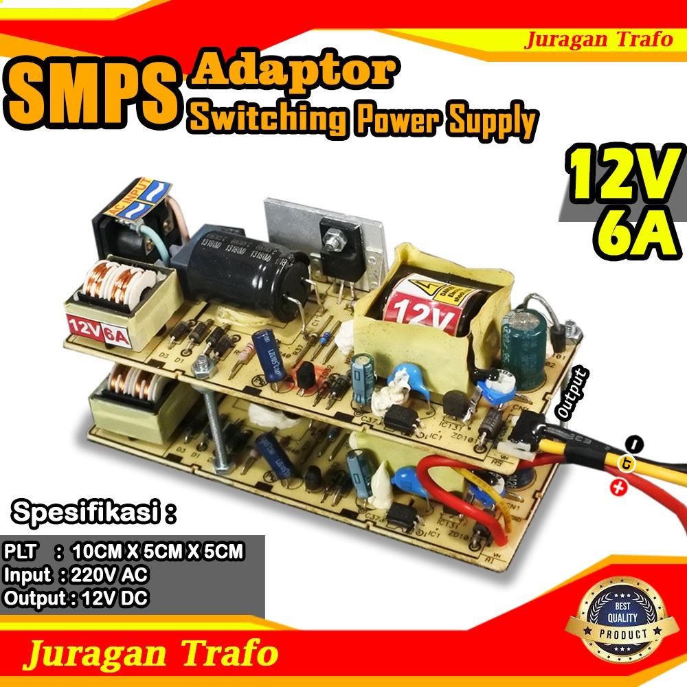 SMPS Adaptor power supply 12V 6A CT