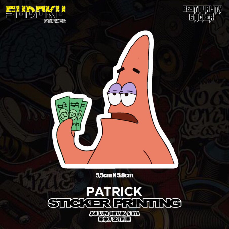 

STICKER STIKER PRINTING PATRICK STAR KARTUN SPONGEBOB LUCU VIRAL FYP