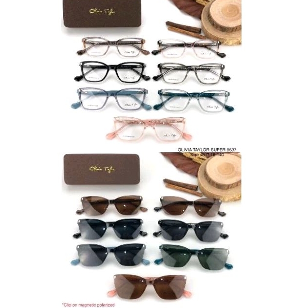 Frame kacamata wanita clip on 9637 polarized bisa ganti minus plus baca