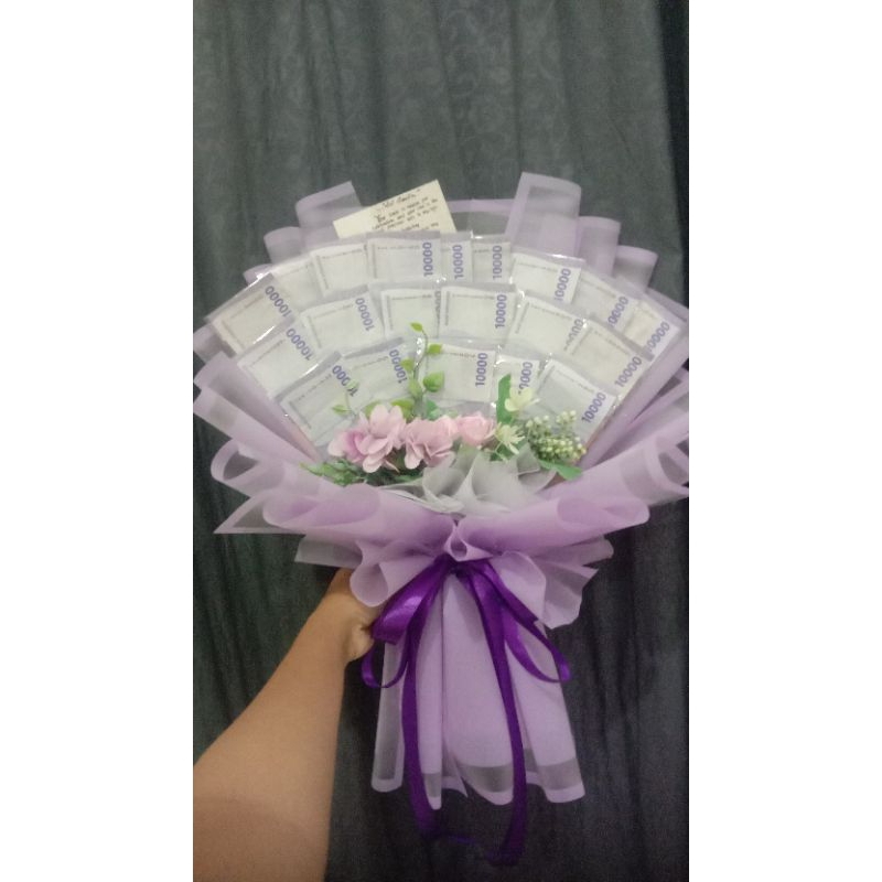 BUKET UANG KOSONG 20 LEMBAR,BUKET UANG KOSONG DAN BUNGA PALSU