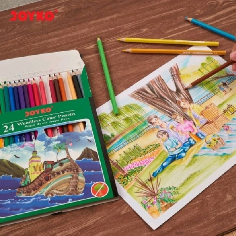 

Joyko pensil warna woodless color pencils Hexagonal grip 24 warna