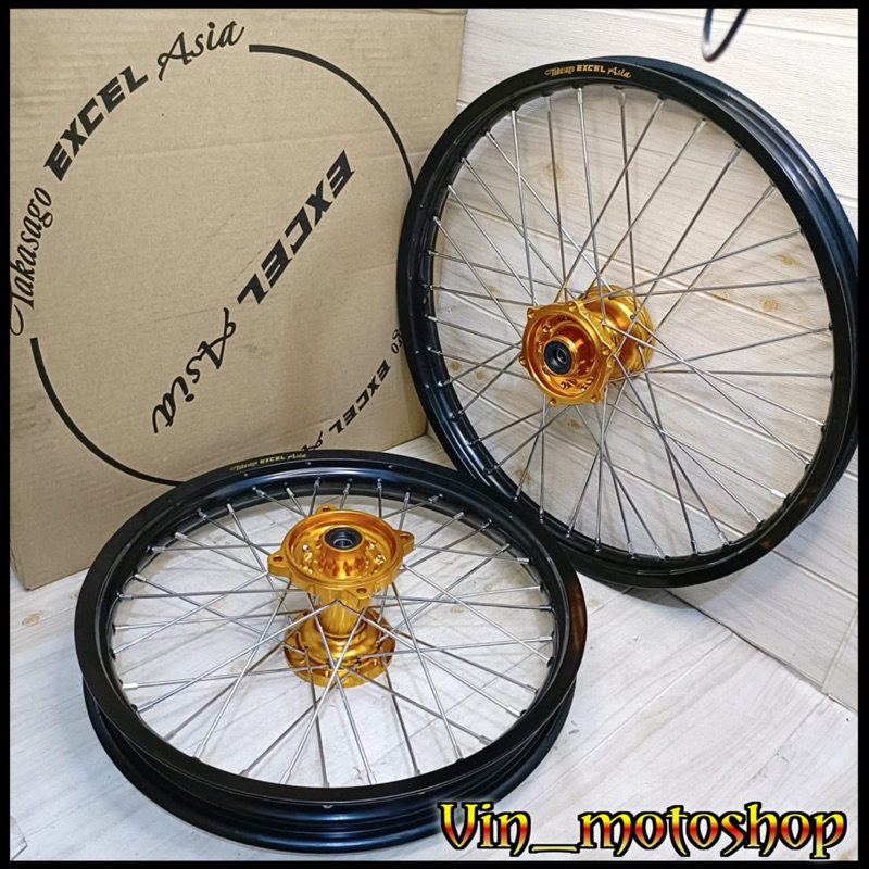 Paket Velg Trabas Ring 18 21 CRF 150L / WR155 / KLX DTRACKER 150 TAKASAGO EXCEL ASIA TROMOL SCARLET 