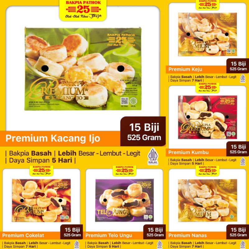 

Bakpia Pathok Premium 25 Basah isi 15 pcs