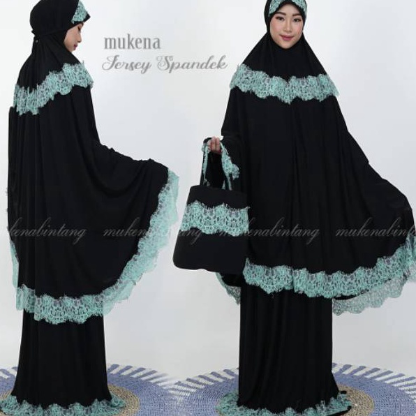 Diskon sd 6  MUKENA DEWASA JERSEY SPANDEK BAHAN KAOS LENTUR