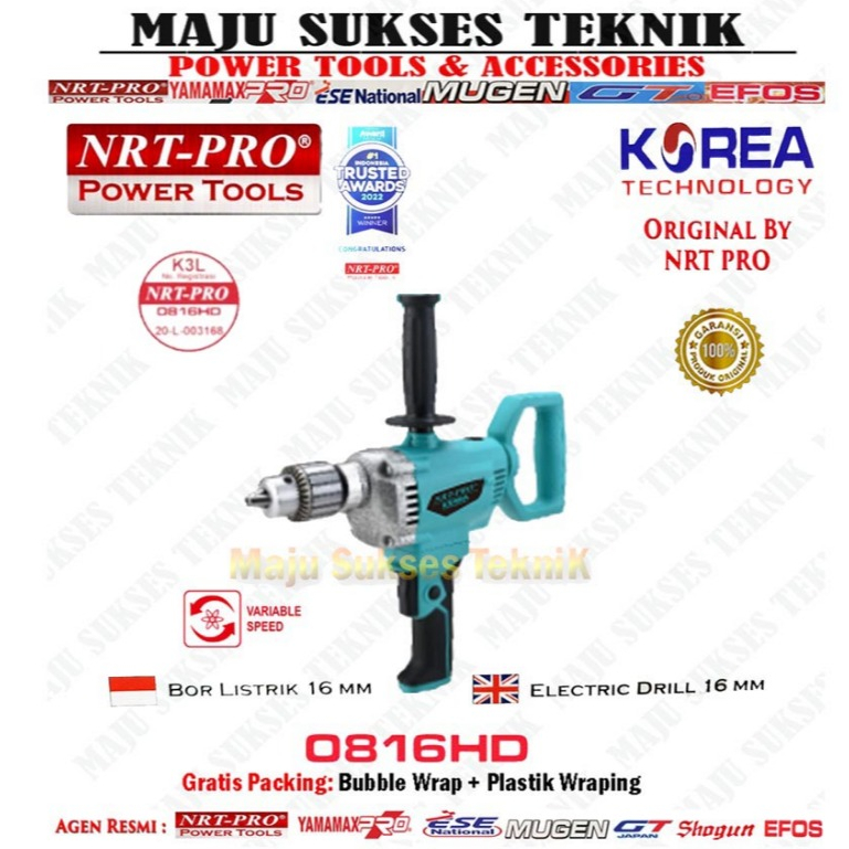 NRT-PRO 0816 HD Mesin Bor Listrik Besi 16 mm 16mm Mixer Pengaduk Cat 0816HD  " Original By NRT PRO "