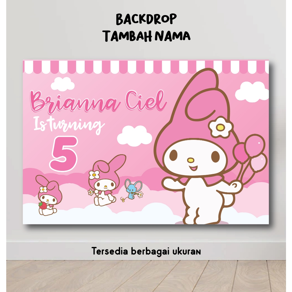 BACKDROP MY MELODY SANRIO BACKGROUND BANNER DEKORASI SPANDUK TULISAN HAPPY BIRTHDAY HBD ULTAH ULANG 