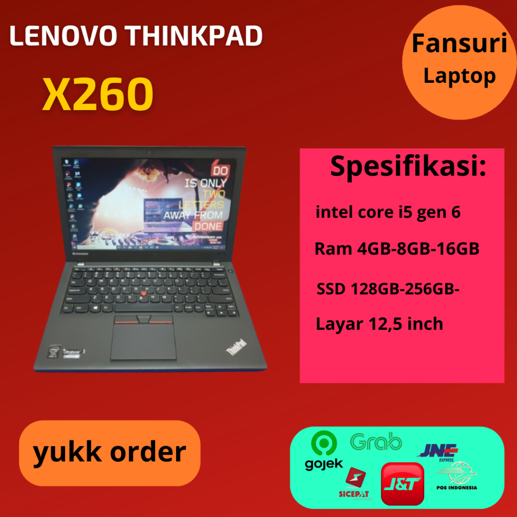 Laptop Lenovo Thinkpad termurah X260 core i5 gen6 ram 8gb SSD 256gb garansi