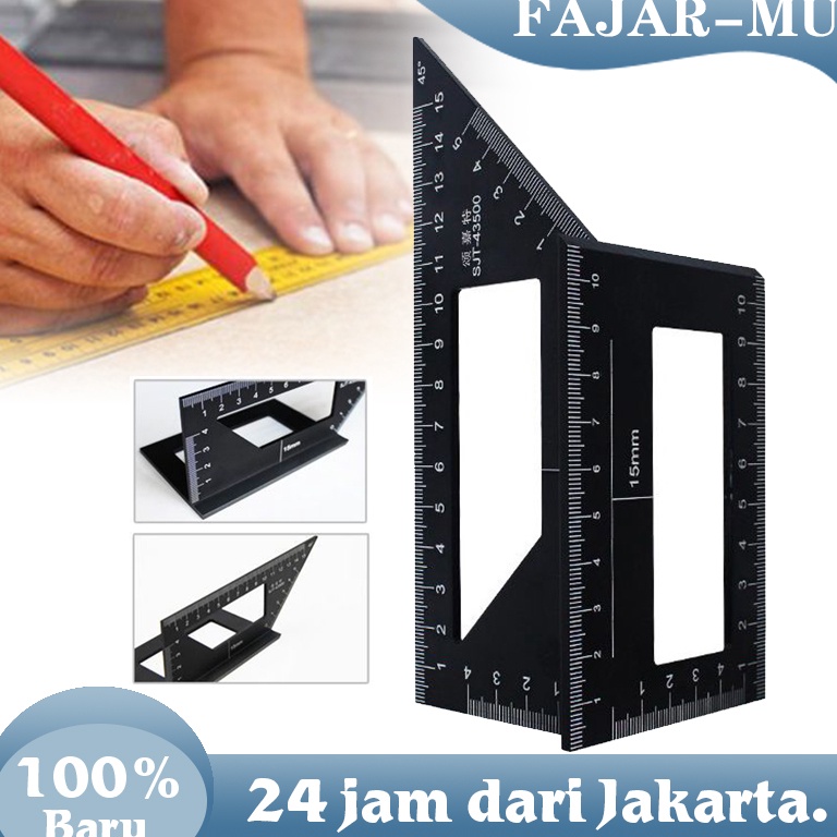 

KODE U78Q Penggaris Segitiga Siku Marking Ruler 3D Alumunium Mitre Angle Speed Square Busur Derajat Gauge Framing