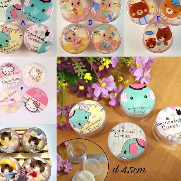 XC26619 Tempat Bedak Tabur Mini Cartoon Loose Powder Case Wadah Travel